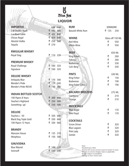 Ameerpet Beverage Menu