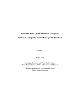 Louisiana Water Quality Standards Ecoregions