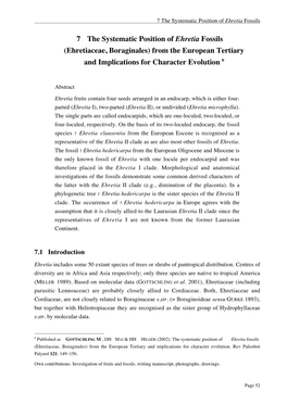 7 the Systematic Position of Ehretia Fossils