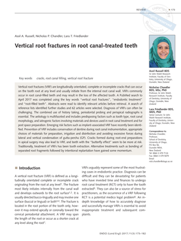 Vertical Root Fractures in Root Canal-Treated Teeth