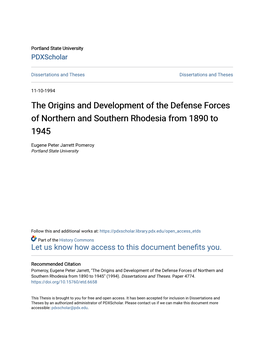 The Origins and Development of the Defense Forces of Northern and Southern Rhodesia from 1890 to 1945