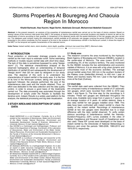 Storms Properties at Bouregreg and Chaouia Region in Morocco