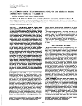 [D-Ala2]Deltorphin I-Like Immunoreactivity in the Adult Rat Brain