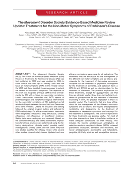 The Movement Disorder Society Evidence-Based Medicine Review Update: Treatments for the Non-Motor Symptoms of Parkinson's Dise