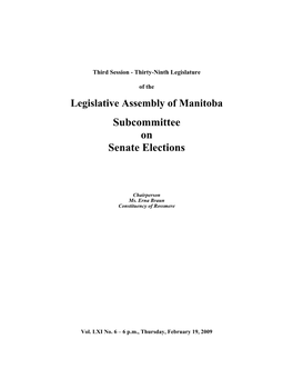 39Th Legislature, Senate Elections 6, Feb 19, 2009