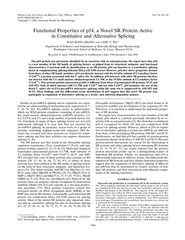 Functional Properties of P54, a Novel SR Protein Active in Constitutive and Alternative Splicing