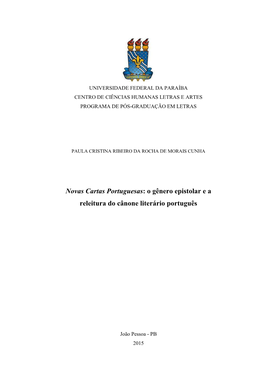 Novas Cartas Portuguesas: O Gênero Epistolar E a Releitura Do Cânone Literário Português