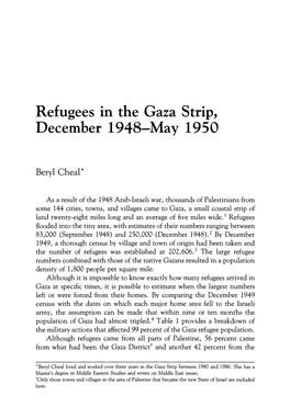 Refugees in the Gaza Strip, December 1948-May 1950