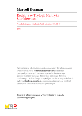 Marceli Kosman Rodzina W Trylogii Henryka Sienkiewicza