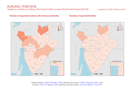 BURUNDI, YEAR 2018: Update on Incidents According to the Armed Conflict Location & Event Data Project (ACLED) Compiled by ACCORD, 25 February 2020