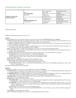 EDITED PEDIGREE for DESERT TANGO (GB)