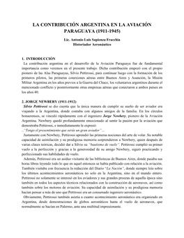 La Contribución Argentina En La Aviación Paraguaya (1911-1945)