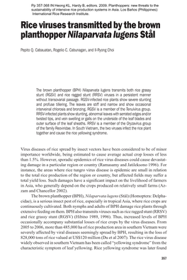 Rice Viruses Transmitted by the Brown Planthopper Nilaparvata Lugens Stål