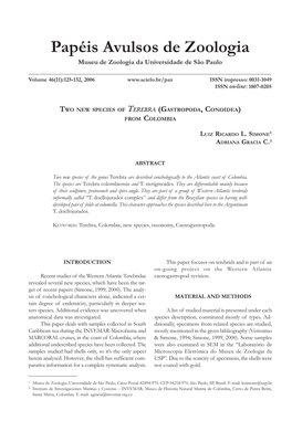 Two New Species of Terebra (Gastropoda, Conoidea) from Colombia