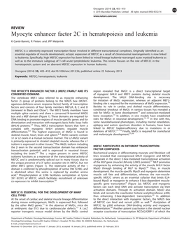 Myocyte Enhancer Factor 2C in Hematopoiesis and Leukemia