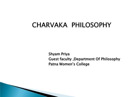 Charvaka's Epistemology