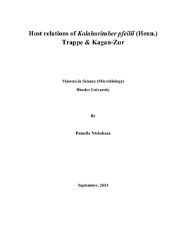 Host Relations of Kalaharituber Pfeilii (Henn.) Trappe & Kagan-Zur