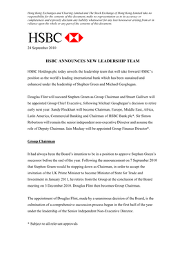 Hsbc Announces New Leadership Team