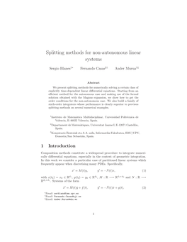 Splitting Methods for Non-Autonomous Linear Systems