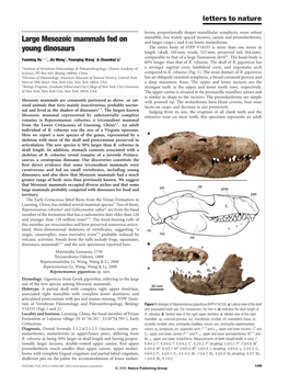 Large Mesozoic Mammals Fed on Young Dinosaurs