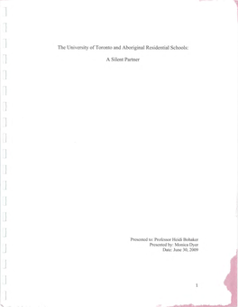 The University of Toronto and Aboriginal Residential Schools: A