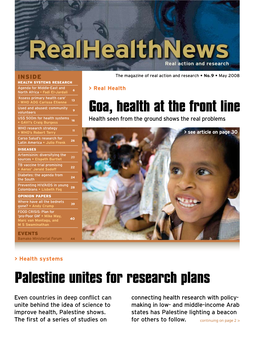 Goa, Health at the Front Line Palestine Unites for Research Plans