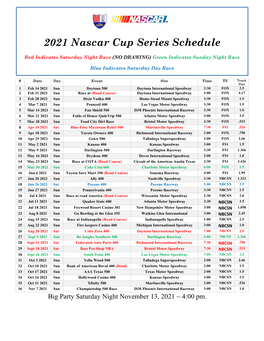 2021 Nascar Cup Series Schedule