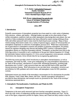 Atmospheric Environments for Entry, Descent and Landing (EDL) C. G