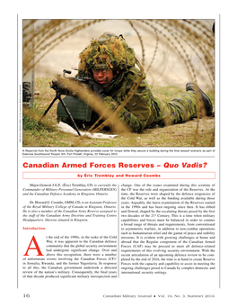 Canadian Armed Forces Reserves – Quo Vadis?