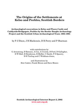 The Origins of the Settlements at Kelso and Peebles, Scottish Borders