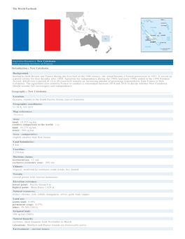 The World Factbook Australia-Oceania :: New Caledonia (Self-Governing Territory of France) Introduction :: New Caledonia Backgro