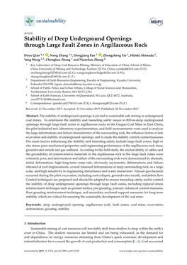 Stability of Deep Underground Openings Through Large Fault Zones in Argillaceous Rock