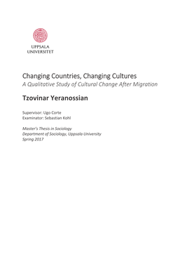 Changing Countries, Changing Cultures a Qualitative Study of Cultural Change After Migration