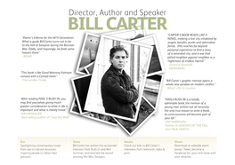 Director, Author and Speaker BILL CARTER “CARTER’S BOOK READS LIKE a “Dante’S Inferno for the MTV Generation