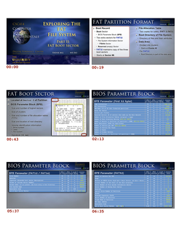 FAT Partition Format FAT Boot Sector BIOS Parameter Block BIOS