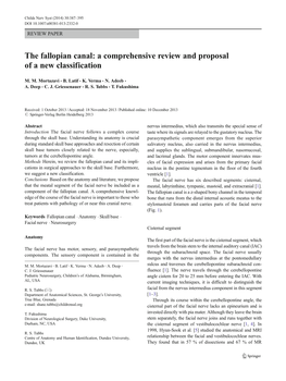 The Fallopian Canal: a Comprehensive Review and Proposal of a New Classification