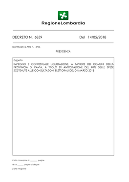 DECRETO N. 6859 Del 14/05/2018