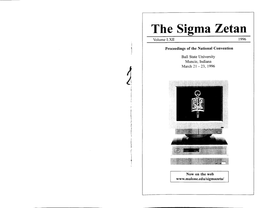 The Sigma Zetan Volume LXII 1996
