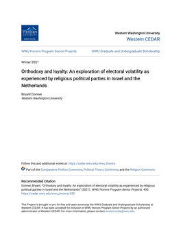 An Exploration of Electoral Volatility As Experienced by Religious Political Parties in Israel and the Netherlands