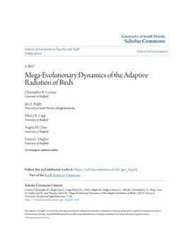 Mega-Evolutionary Dynamics of the Adaptive Radiation of Birds Christopher R