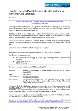 Eligibility Status for Patient Requiring Hospital Treatment in Emergency Care Department