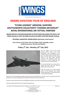 Grand Aviation Tour of England