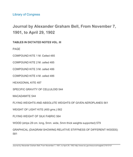 Journal by Alexander Graham Bell, from November 7, 1901, to April 29, 1902