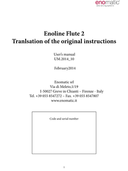 Enoline Flute 2 Tranlsation of the Original Instructions