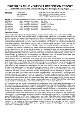 SHEIGRA DXPEDITION REPORT 2Nd to 16Th October 2009 - with Dave Kenny, Alan Pennington & Tony Rogers