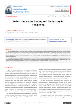 Pedestrianisation Zoning and Air Quality in Hong Kong