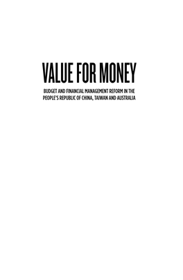 Value for Money: Budget and Financial Management Reform