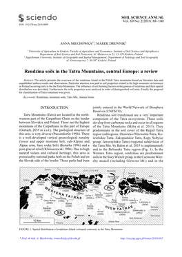 Rendzina Soils in the Tatra Mountains, Central Europe: a Review