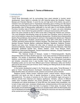 1 Introduction 1.1 Background Temal Rural Municipality and Its Surroundings Have Great Potential in Tourism Sector Development