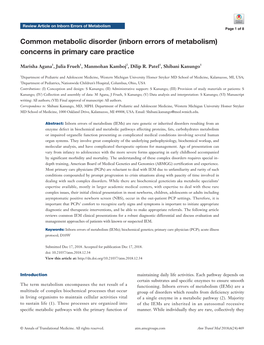 Inborn Errors of Metabolism Page 1 of 8